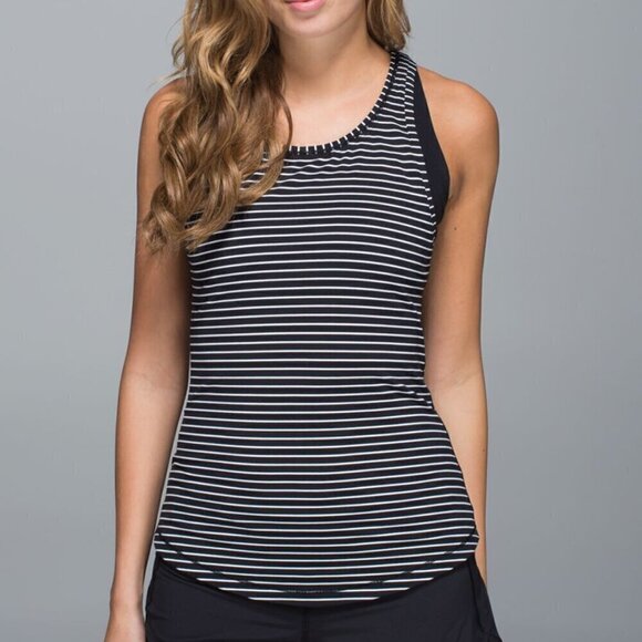 Lululemon Think Fast Tank - 4 Parallel Stripe Black White - Picture 1 of 5